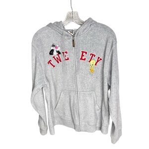 Vintage Looney Tunes Unisex Medium Warner Bros. Gray Sylvester Tweety Hoodie SZM
